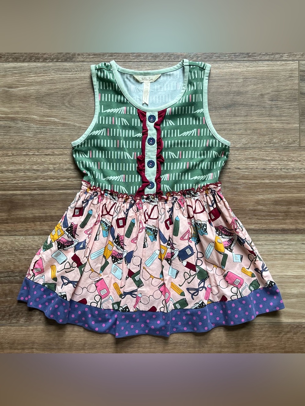 Matilda Jane Well Read Tunic Top, back to school, books, glasses, shoes, pencils